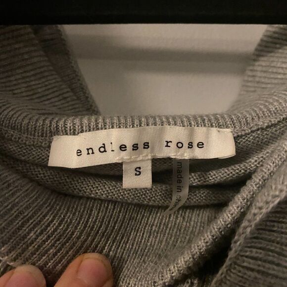 Endless Rose Ruffled Off-the-Shoulder Sweater Gray Size S - Picture 5 of 10